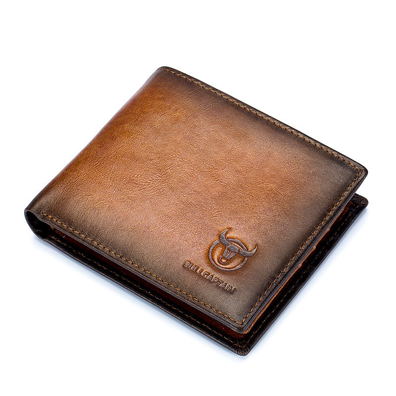 Bull Captain Wallet Men's Genuine Leather Short Anti-theft Brush Multi-Card Bit Top Layer Soft Cowhide Wallet